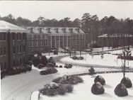 Graham Building and Flanagan Building in the snow